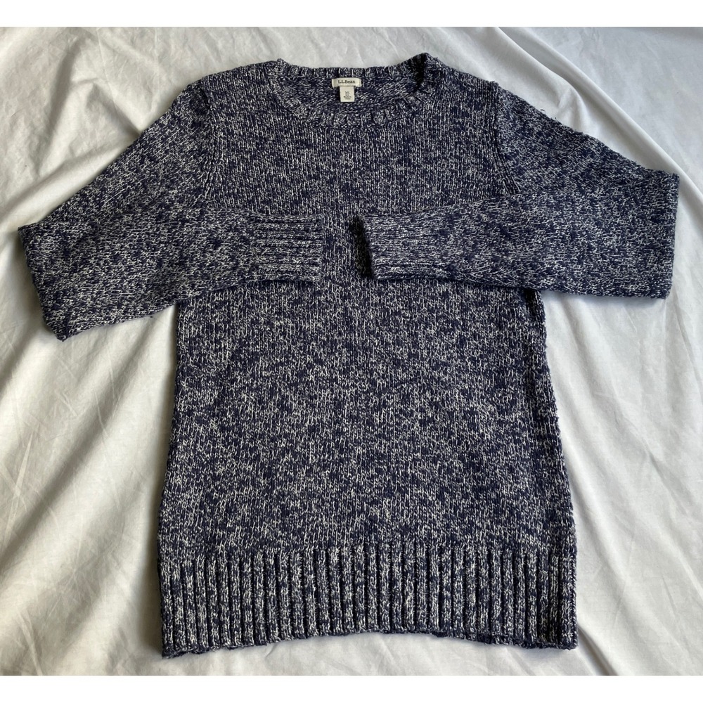 L.L.Bean Womens XS Blue Knit Sweater Long Sleeve Crew Neck Pullover